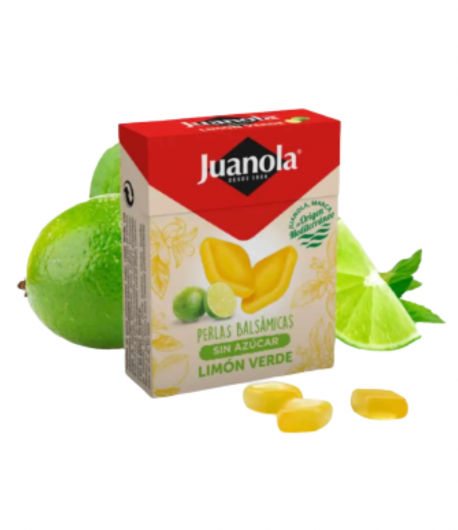 JUANOLA Perlas Limón Verde Sin Azúcar 25 gr Dolor de garganta