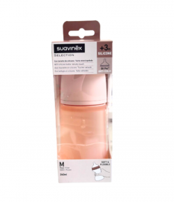 Biberón Rosa Silicona Tetina Fisiológica 0-6m Soft Col 240 ml SUAVINEX