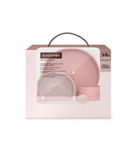 Vajilla Rosa Silicona Soft Colour SUAVINEX Primera Vajilla