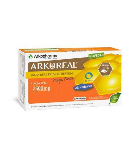 ARKOREAL Jalea Real Mega Forte 2500mg Sin Azúcar 20amp ARKOPHARMA Energía